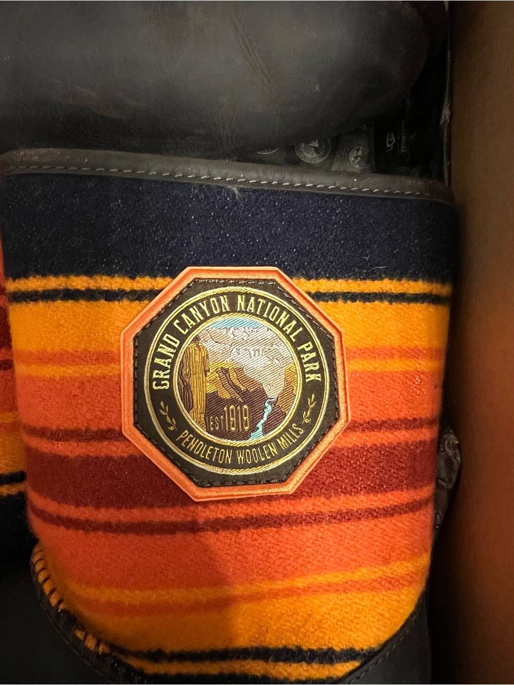 Pendleton UGG Orange, Navy & Brown women’s Boot - Picture 2 of 8